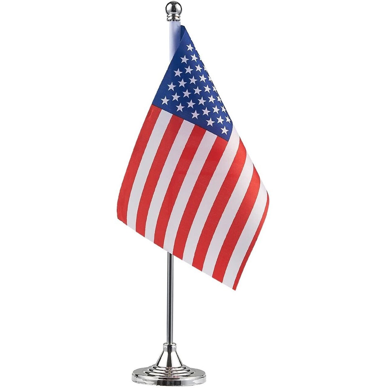 Juvale USA Desk Flag - 8 x 5.5 In, Red, White & Blue - Table Flag Metal Base & Metal Stand